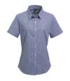 PR321 Premier Ladies Gingham Short Sleeve Shirt Navy / White colour image